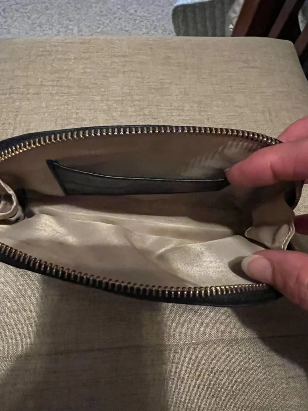 Brahmin Black Embossed Leather Cosmetic Makeup Bag EUC